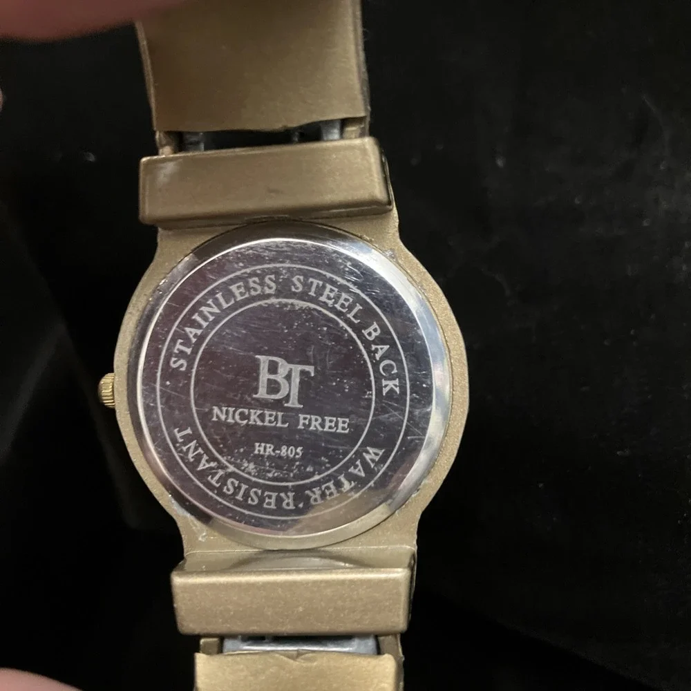 Bijoux Terner Womens Watch Mother of Pearl Face Gold Tone Crystal BT HR-805